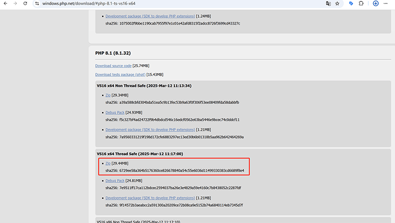 下载PHP for Windows